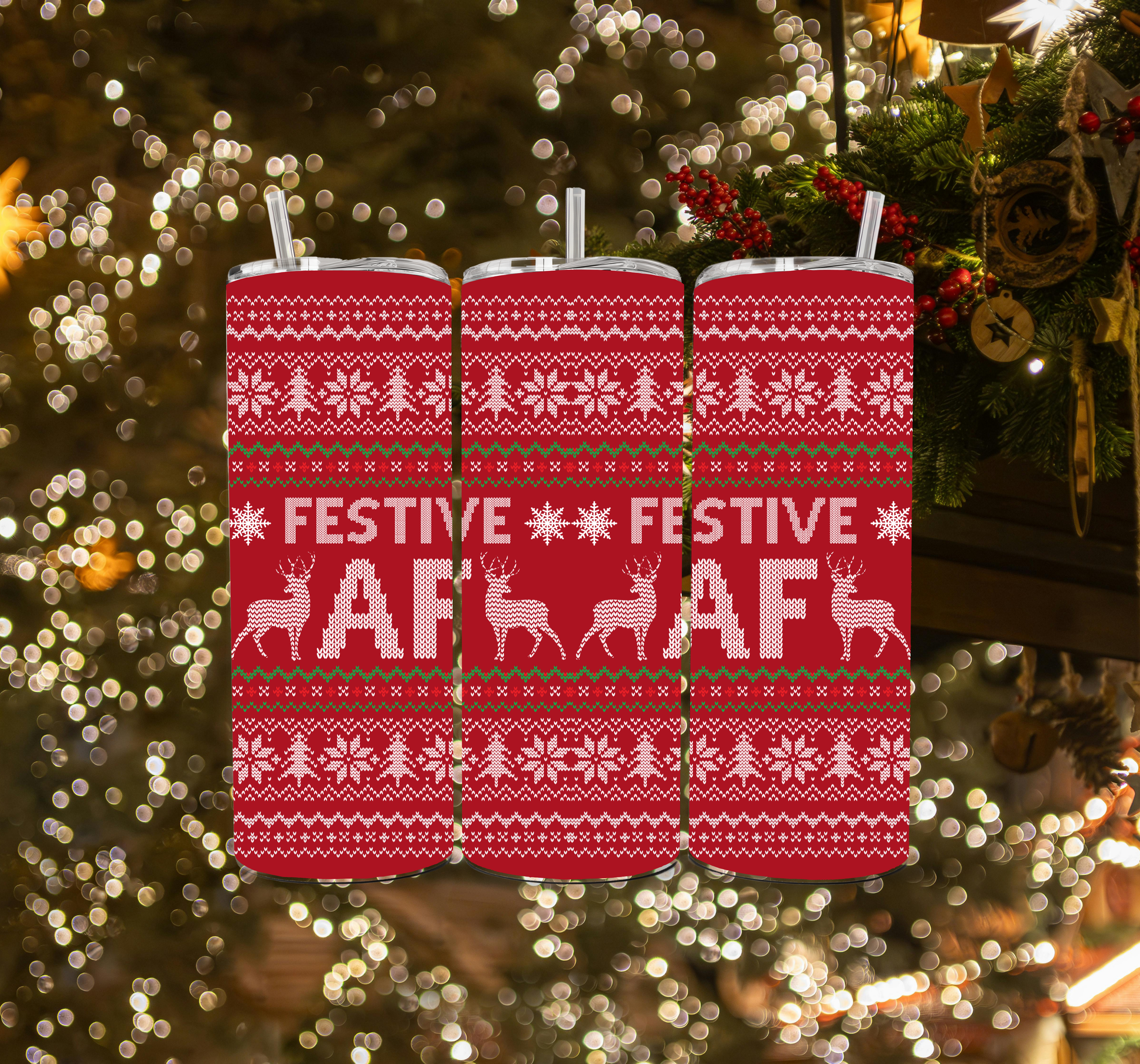 Festive AF 20oz Skinny Tumbler