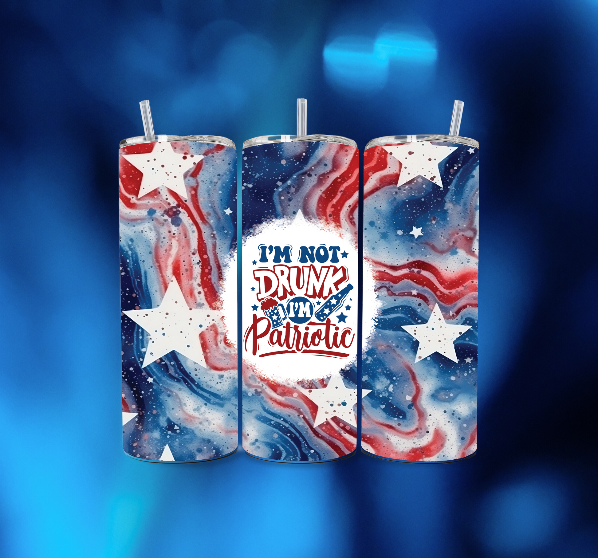 I'm Not Drunk, I'm Patriotic 20oz Skinny Tumbler