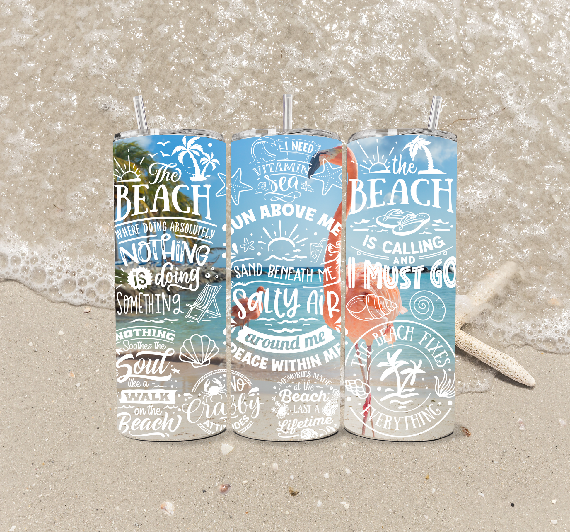 Salty, Sunny and Sippin' 20oz Skinny Tumbler
