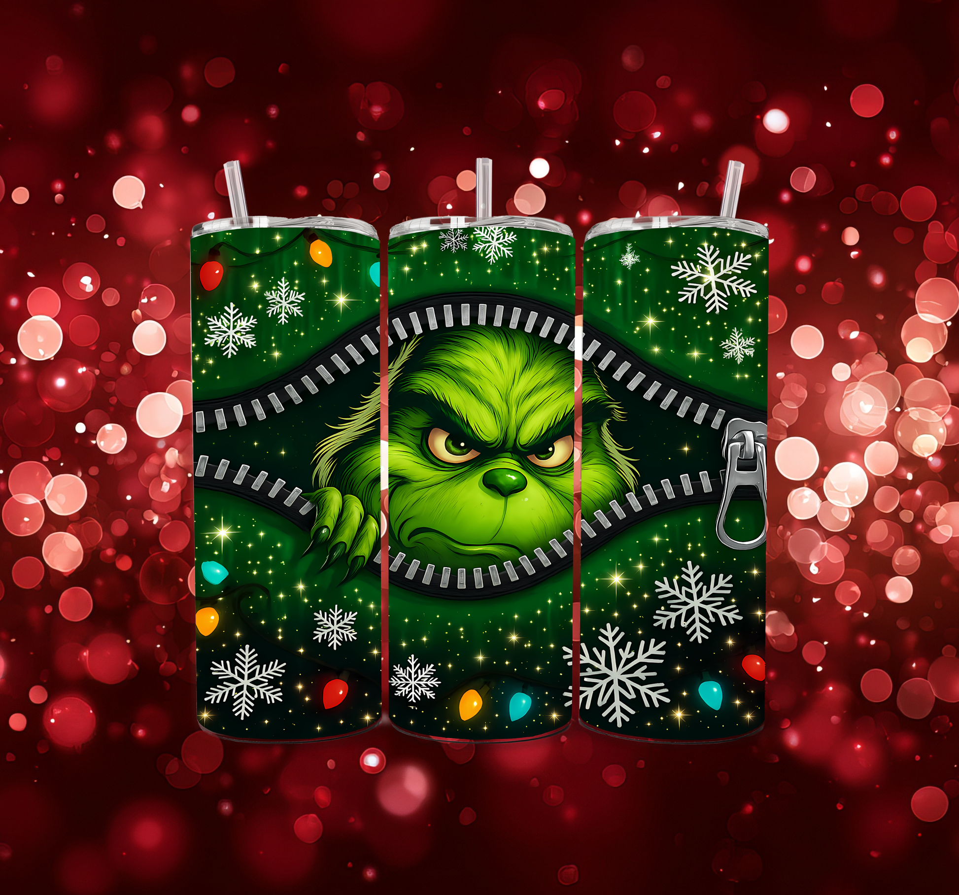 Zipped- Up Grinch 20oz Skinny Tumbler
